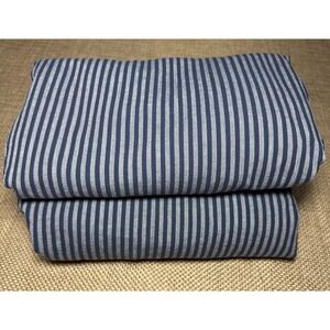 Pottery Barn Teen Boxter Stripe Sheet Set TWIN XL Navy Blue Chambray Bedding